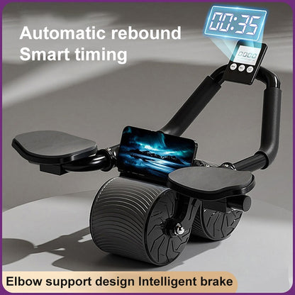 Abdominal Fitness Wheel Planks Support Household Fitness Equipment With LED Display / Timing, Style 1 Black