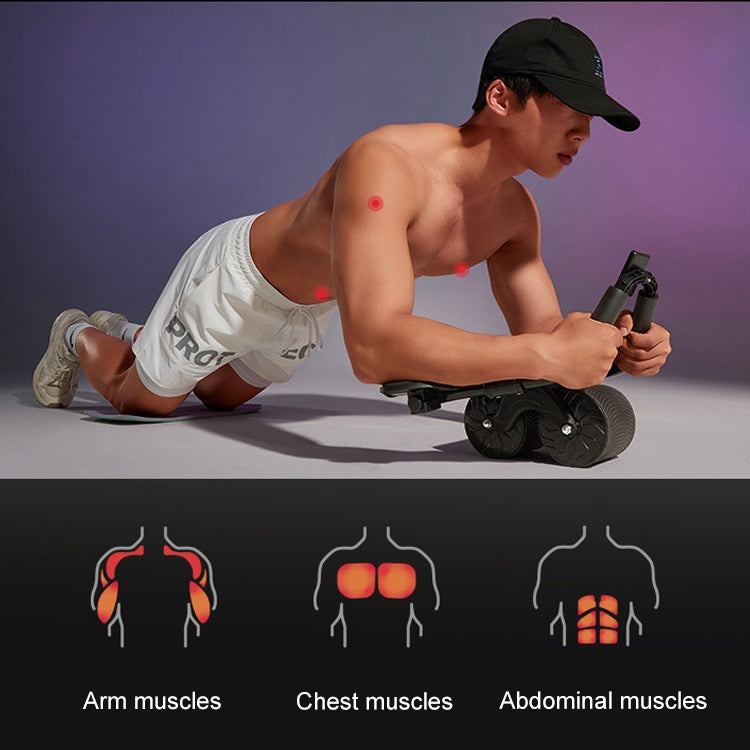 Abdominal Fitness Wheel Planks Support Household Fitness Equipment With LED Display / Timing, Style 1 Black