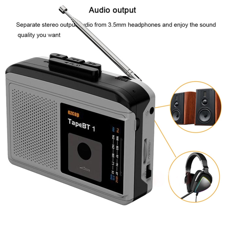 Ezcap 244 Tape BT 1 Portable Bluetooth Player Converter Walkman with FM / AM Radio, Ezcap 244