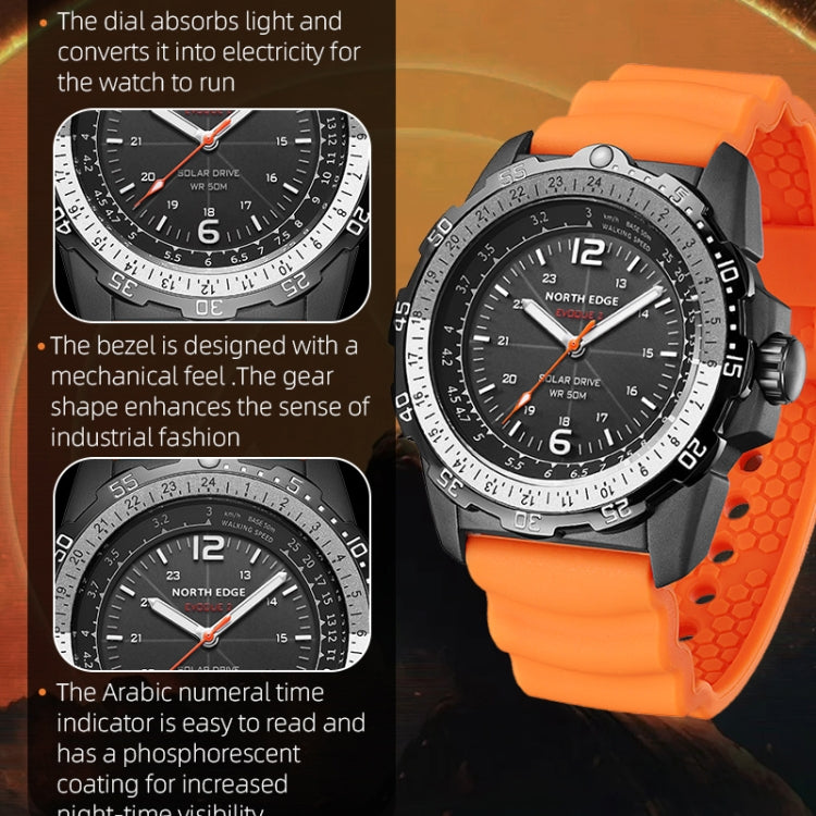 NORTH EDGE EVOQUE2 Outdoor Waterproof Solar Charging Sports Watch, EVOQUE2