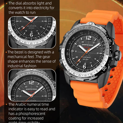NORTH EDGE EVOQUE2 Outdoor Waterproof Solar Charging Sports Watch, EVOQUE2