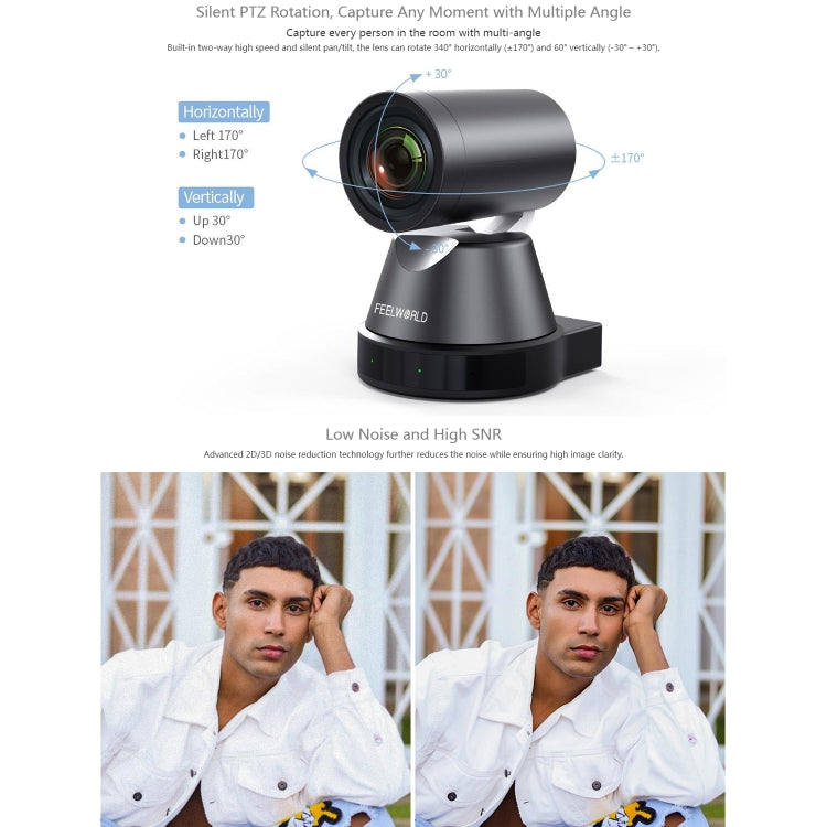 FEELWORLD 4K12X 4K PTZ Camera 12X Optical Zoom AI Tracking HDMI USB IP Remote Control, 4K12X