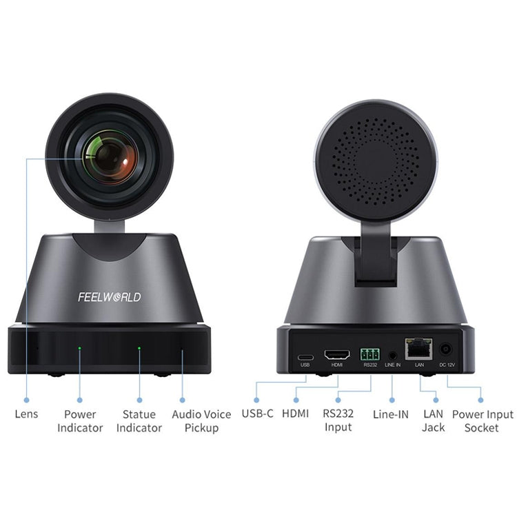 FEELWORLD 4K12X 4K PTZ Camera 12X Optical Zoom AI Tracking HDMI USB IP Remote Control, 4K12X