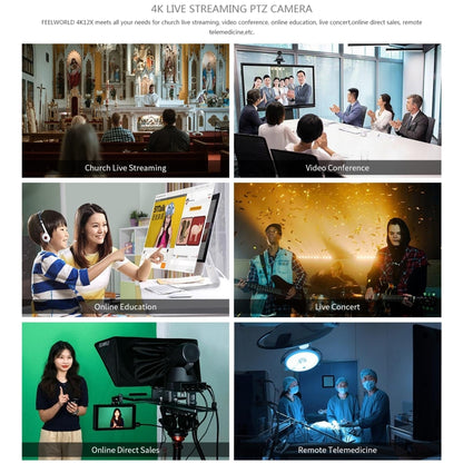 FEELWORLD 4K12X 4K PTZ Camera 12X Optical Zoom AI Tracking HDMI USB IP Remote Control, 4K12X