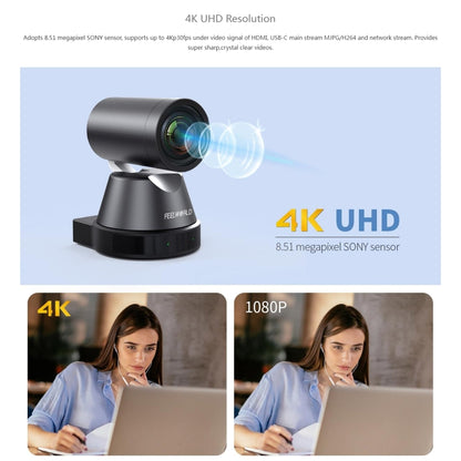 FEELWORLD 4K12X 4K PTZ Camera 12X Optical Zoom AI Tracking HDMI USB IP Remote Control, 4K12X