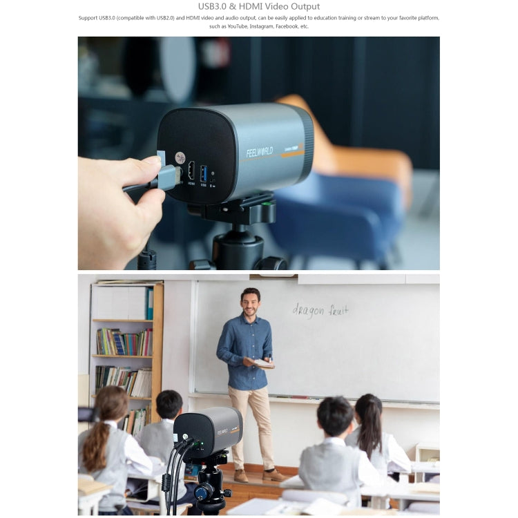 FEELWORLD HV10X Professional Streaming Camera Full HD 1080P 60fps USB 3.0 HDMI, UK Plug, US Plug, EU Plug, AU Plug