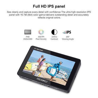 FEELWORLD F6 PLUSX 5.5 inch High Bright 1600nit Touch Screen DSLR Camera Field Monitor IPS FHD1920x1080 4K HDMI, F6 PLUSX