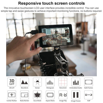 FEELWORLD F6 PLUSX 5.5 inch High Bright 1600nit Touch Screen DSLR Camera Field Monitor IPS FHD1920x1080 4K HDMI, F6 PLUSX