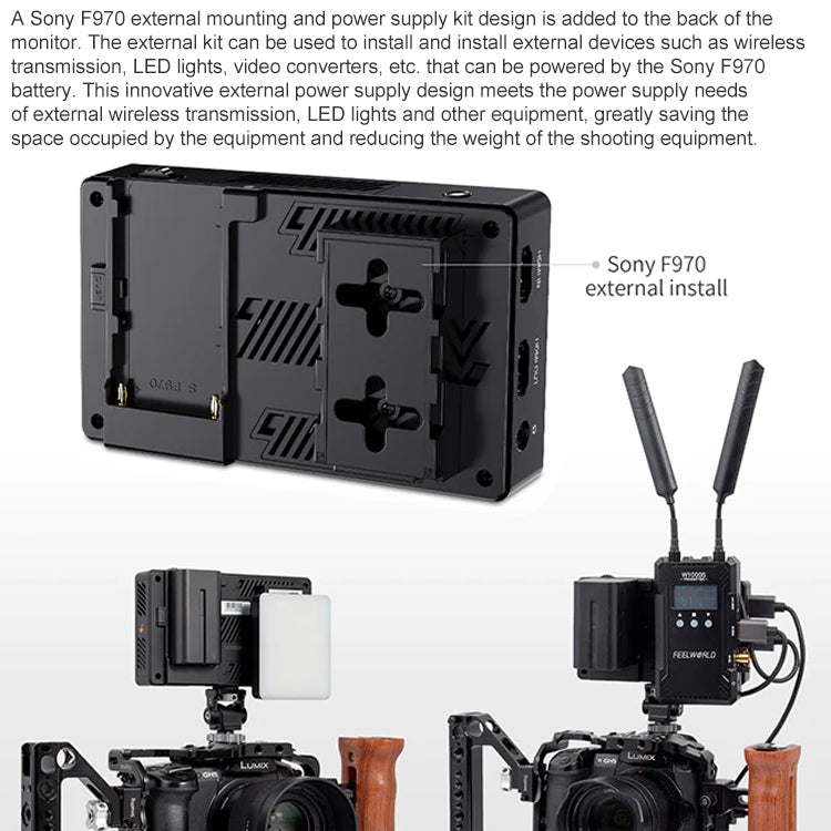 FEELWORLD LUT5E 5.5 inch High Bright 1600nit Touch Screen DSLR Camera Field Monitor F970 External Power and Install Kit 4K HDMI 1920X1080 IPS Panel, LUT5E