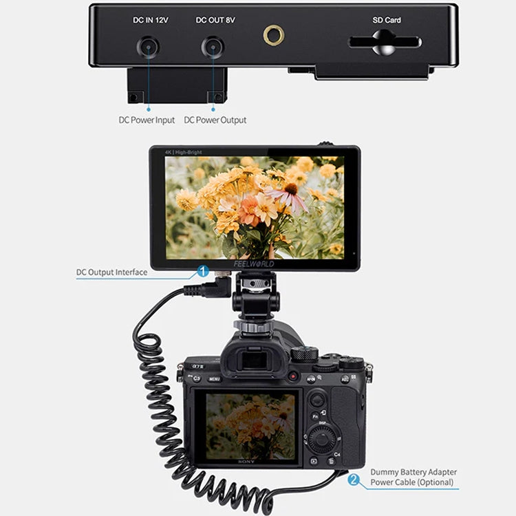 FEELWORLD LUT5E 5.5 inch High Bright 1600nit Touch Screen DSLR Camera Field Monitor F970 External Power and Install Kit 4K HDMI 1920X1080 IPS Panel, LUT5E