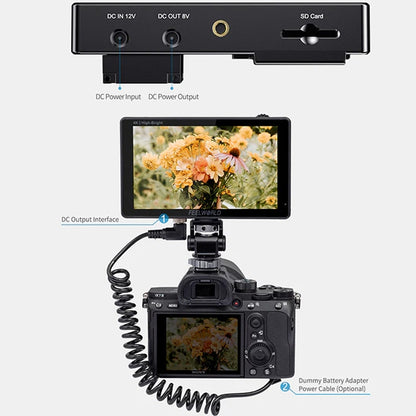 FEELWORLD LUT5E 5.5 inch High Bright 1600nit Touch Screen DSLR Camera Field Monitor F970 External Power and Install Kit 4K HDMI 1920X1080 IPS Panel, LUT5E