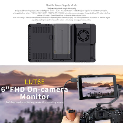 FEELWORLD LUT6E 6 inch 1600nits Touch Screen DSLR Camera Field Monitor Full HD1920x1080 IPS, LUT6E