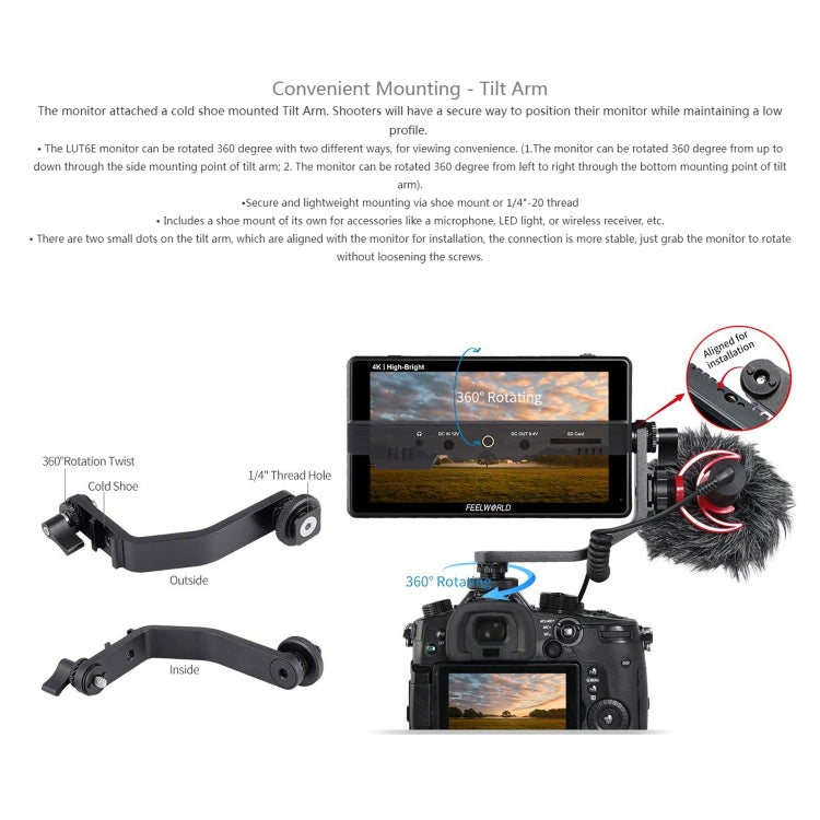 FEELWORLD LUT6E 6 inch 1600nits Touch Screen DSLR Camera Field Monitor Full HD1920x1080 IPS, LUT6E