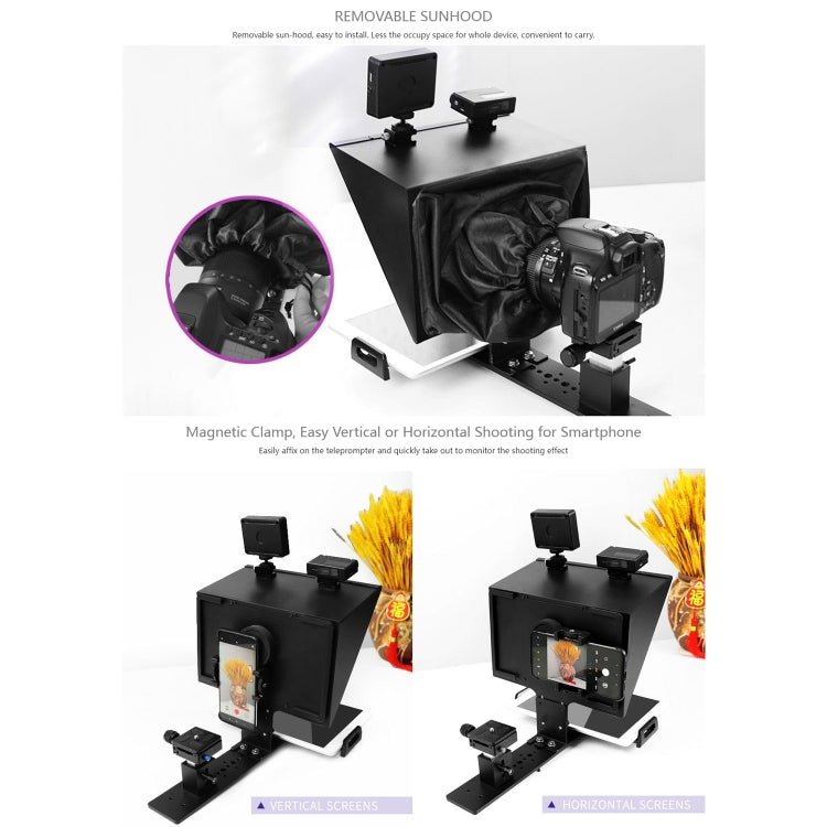 FEELWORLD TP13A Wide Angle Teleprompter for 11 inch Smartphones / Tablets Prompting Smartphone DSLR Recording APP Remote Control, TP13A