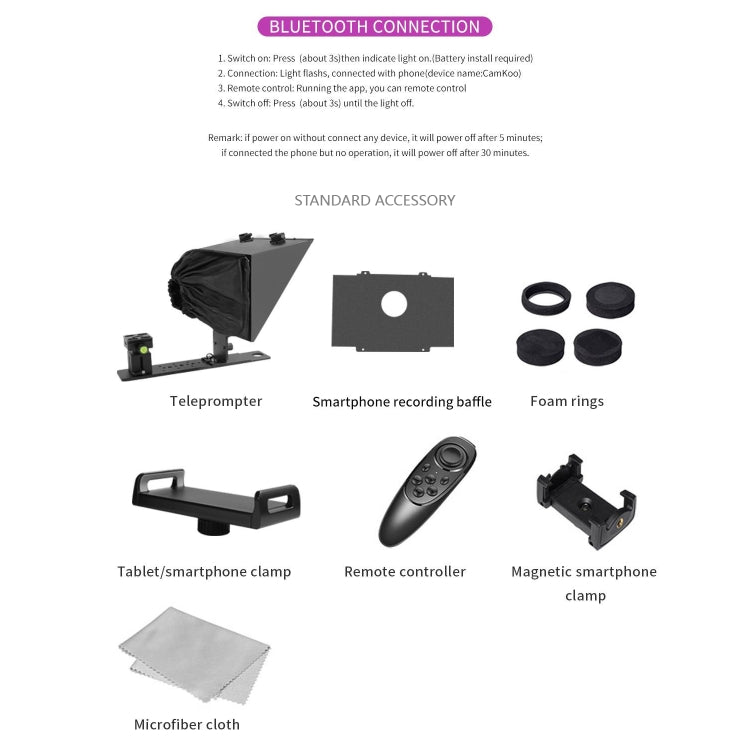 FEELWORLD TP13A Wide Angle Teleprompter for 11 inch Smartphones / Tablets Prompting Smartphone DSLR Recording APP Remote Control, TP13A