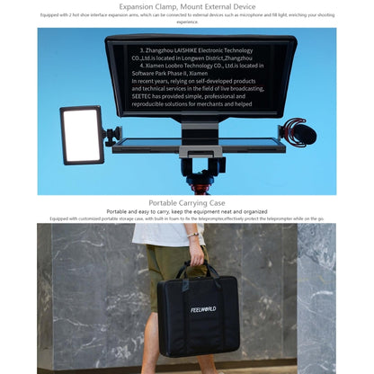 FEELWORLD TP16 16 inch Tablet Horizontal Vertical Prompting Folding Teleprompter, Bluetooth Remote Control, TP16
