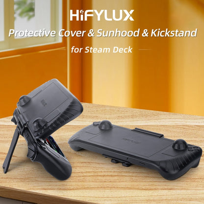 Hifylux 3 in 1 Gaming Console Protector Guard Monitor Cover Sun Hood Kickstand Holder Mount, For Steam Deck