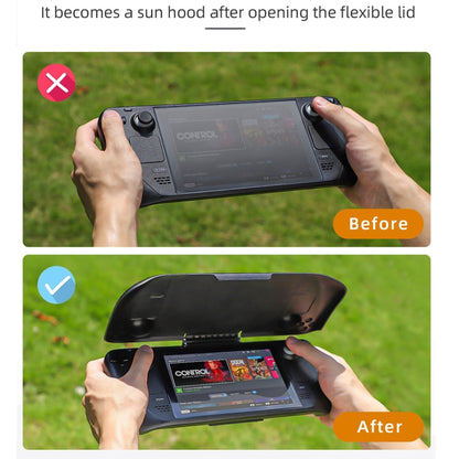 Hifylux 3 in 1 Gaming Console Protector Guard Monitor Cover Sun Hood Kickstand Holder Mount, For Steam Deck