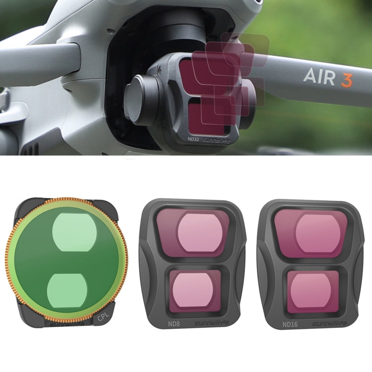 For DJI Air 3 Sunnylife Camera Lens Filter, MRC UV, ND4, ND8, ND16, ND32, ND4/PL, CPL, 3 in 1 CPL ND8 ND16, 4 in 1 ND4/PL ND8/PL ND16/PL ND32/PL, 4 in 1 ND4 ND8 ND16 ND32, 4 in 1 MCUV CPL ND4 ND8, 6 in 1 MCUV CPL ND4 ND8 ND16 ND32