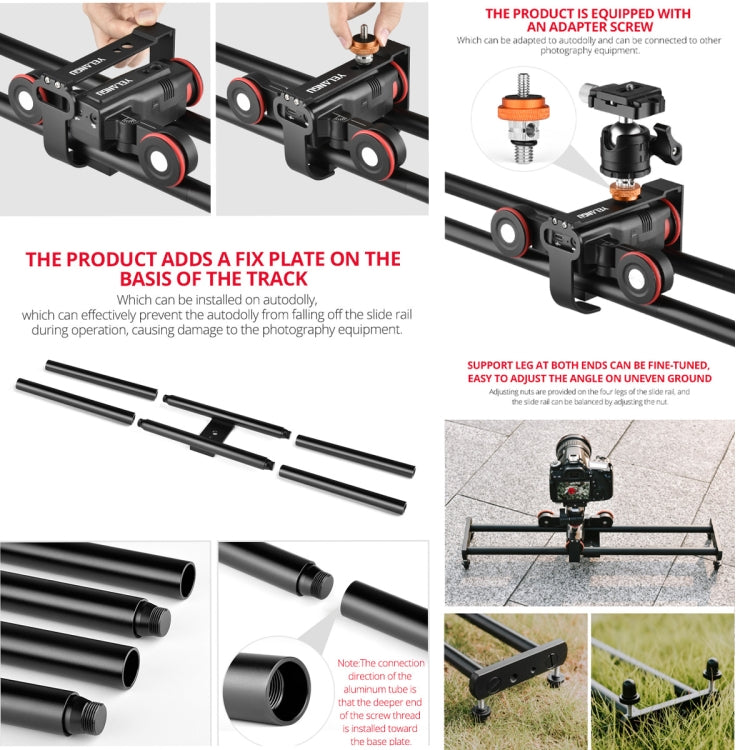 YELANGU L60ES YLG1847A-A 60cm Splicing Slide Rail Track with L5i Dolly Car, YLG1847A-A 60cm