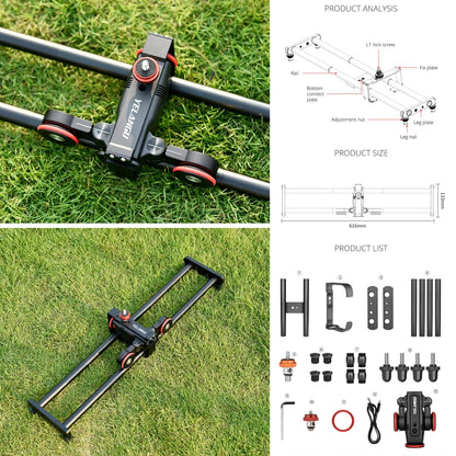 YELANGU L60ES YLG1847A-A 60cm Splicing Slide Rail Track with L5i Dolly Car, YLG1847A-A 60cm