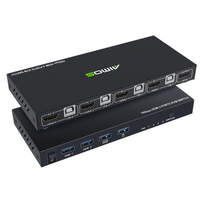 AIMOS AM-KVM401 4K 60Hz HDMI 4 In 1 Out KVM Switch, AM-KVM401