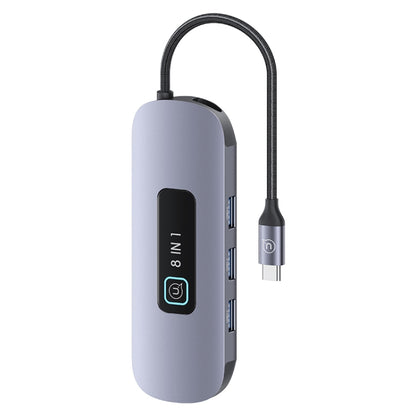 USAMS US-SJ643 PD100W 8 in 1 Aluminum Alloy Multifunctional Type-C HUB with Light, 8 in 1