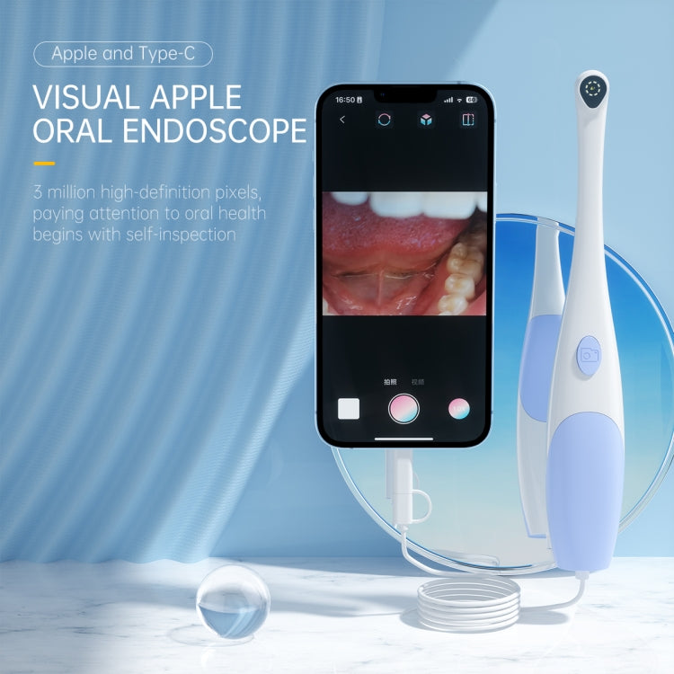 AN109 8LEDs 3.0MP 2 in 1 Visible Oral Endoscope, 2 in 1 (Purple)