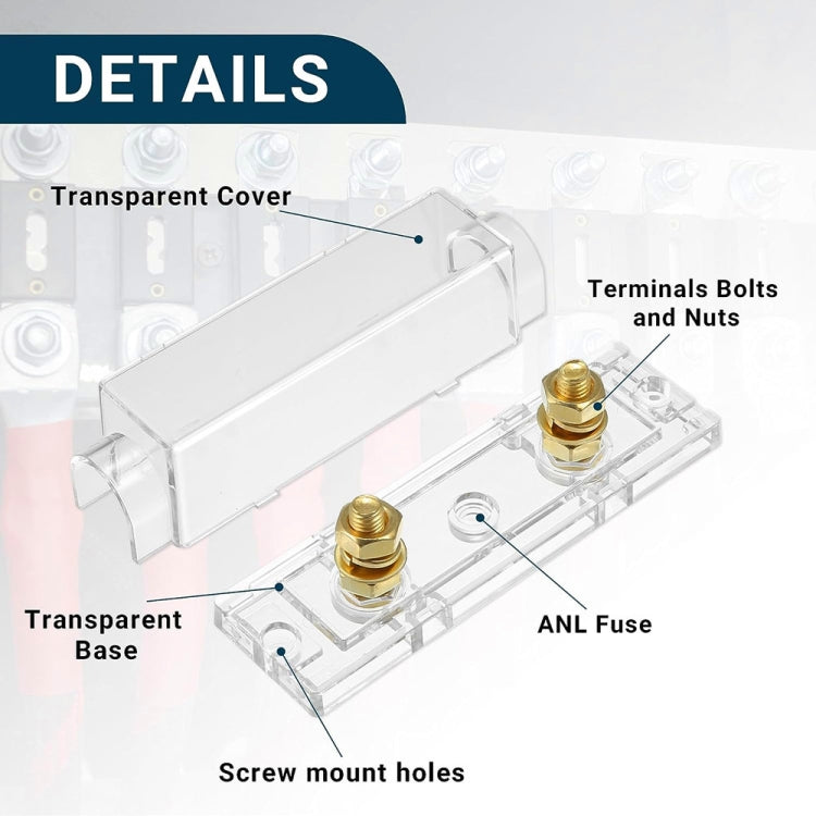 3 in 1 ANL Car Audio Modified Fuse Holder with 200A Fuse, 50A, 80A, 100A, 120A, 125A, 150A, 200A, 250A, 300A, 400A, 500A
