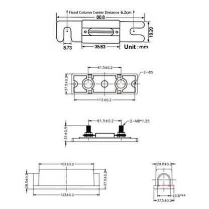 3 in 1 ANL Car Audio Modified Fuse Holder with 200A Fuse, 50A, 80A, 100A, 120A, 125A, 150A, 200A, 250A, 300A, 400A, 500A