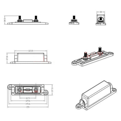 3 in 1 ANL Car Audio Modified Fuse Holder with 200A Fuse, 50A, 80A, 100A, 120A, 125A, 150A, 200A, 250A, 300A, 400A, 500A