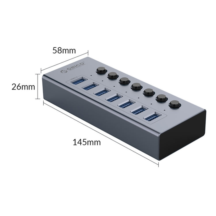 ORICO BT2U3-7AB-GY-BP 7 Ports USB 3.0 HUB with Individual Switches, 7AB