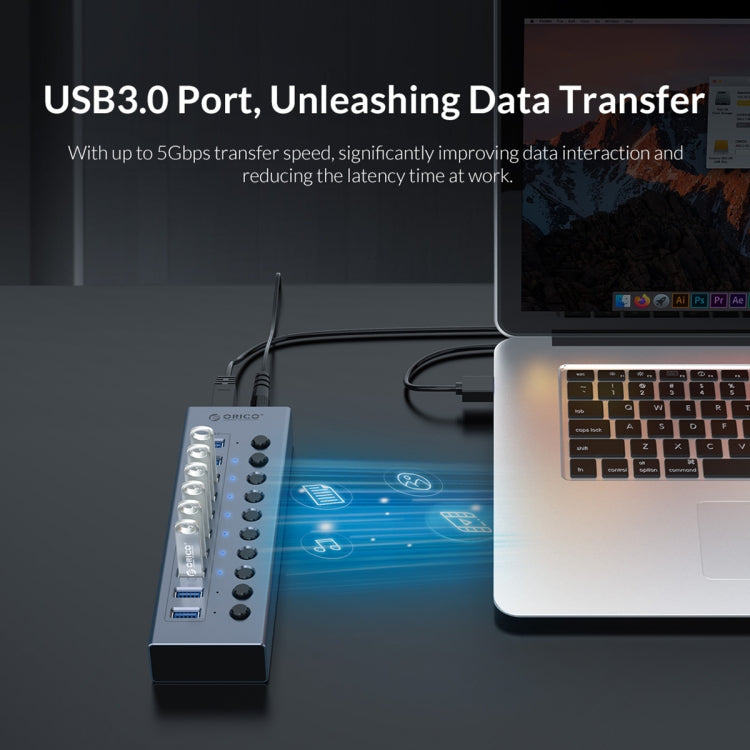ORICO BT2U3-7AB-GY-BP 7 Ports USB 3.0 HUB with Individual Switches, 7AB