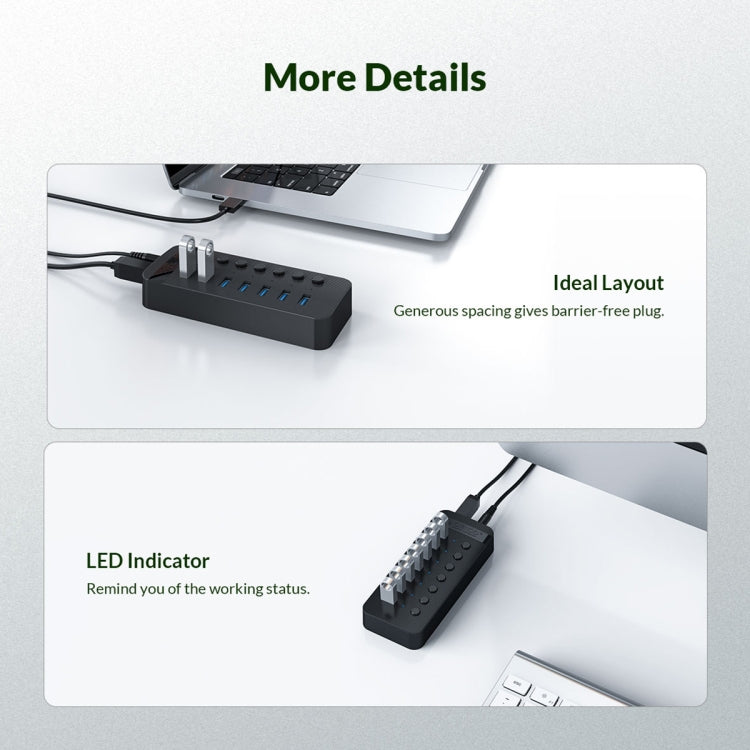 ORICO CT2U3-13AB Plastic Stripes 13 Ports USB 3.0 HUB with Individual Switches, AU Plug, EU Plug, UK Plug, US Plug
