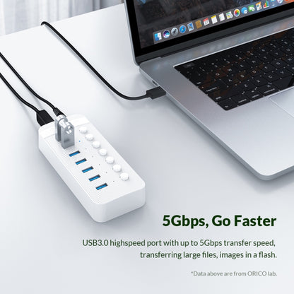 ORICO CT2U3-13AB Plastic Stripes 13 Ports USB 3.0 HUB with Individual Switches, AU Plug, EU Plug, UK Plug, US Plug