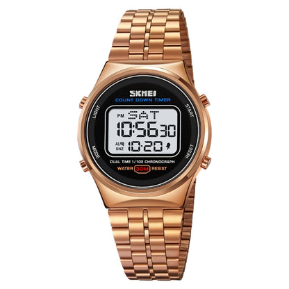 SKMEI 1882 Multifunctional Men 30M Waterproof Luminous Stainless Steel Digital Wrist Watch