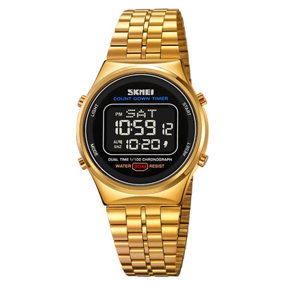 SKMEI 1882 Multifunctional Men 30M Waterproof Luminous Stainless Steel Digital Wrist Watch