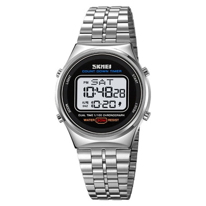 SKMEI 1882 Multifunctional Men 30M Waterproof Luminous Stainless Steel Digital Wrist Watch