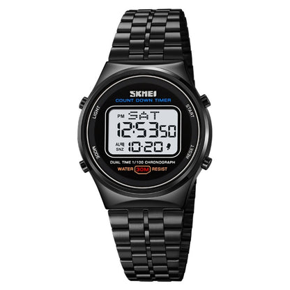 SKMEI 1882 Multifunctional Men 30M Waterproof Luminous Stainless Steel Digital Wrist Watch