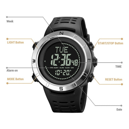 Shimei 2096 Multifunctional Men 50M Waterproof Compass Noctilucent Digital Wrist Watch