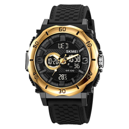 SKMEI 2098 Multifunctional Men 50M Waterproof Thermometer Dual Display Digital Wrist Watch