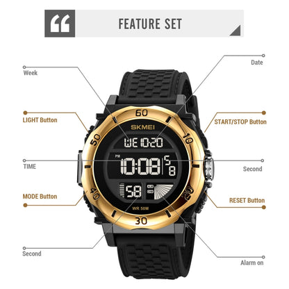 SKMEI 2099 Multifunctional Men Outdoor 50M Waterproof Luminous Digital Wrist Watch
