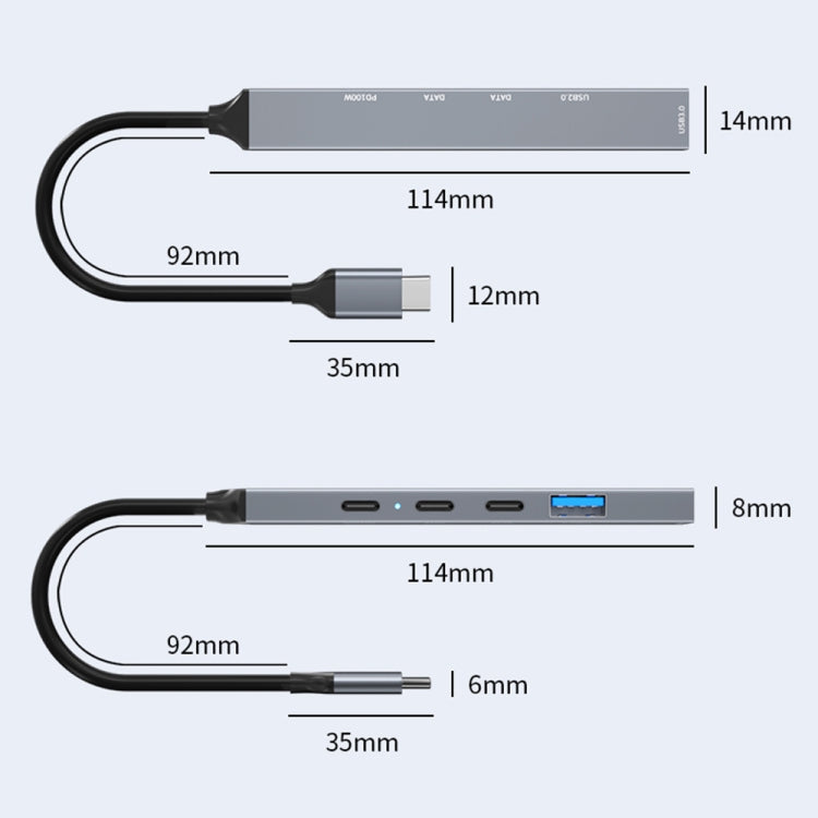 ADS-809 PD 100W 5 in 1 USB-C / Type-C Port Multifunctional Docking Station, PD 100W 5 in 1