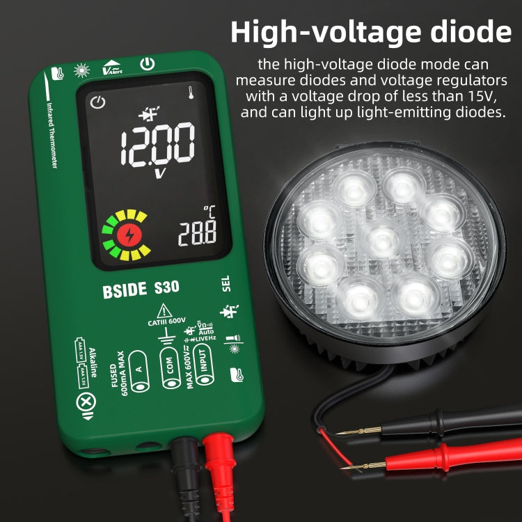 BSIDE S30 Smart Color Screen Infrared Temperature Measurement Multimeter, S30 (Green), S30 (Red), S30 (Black)