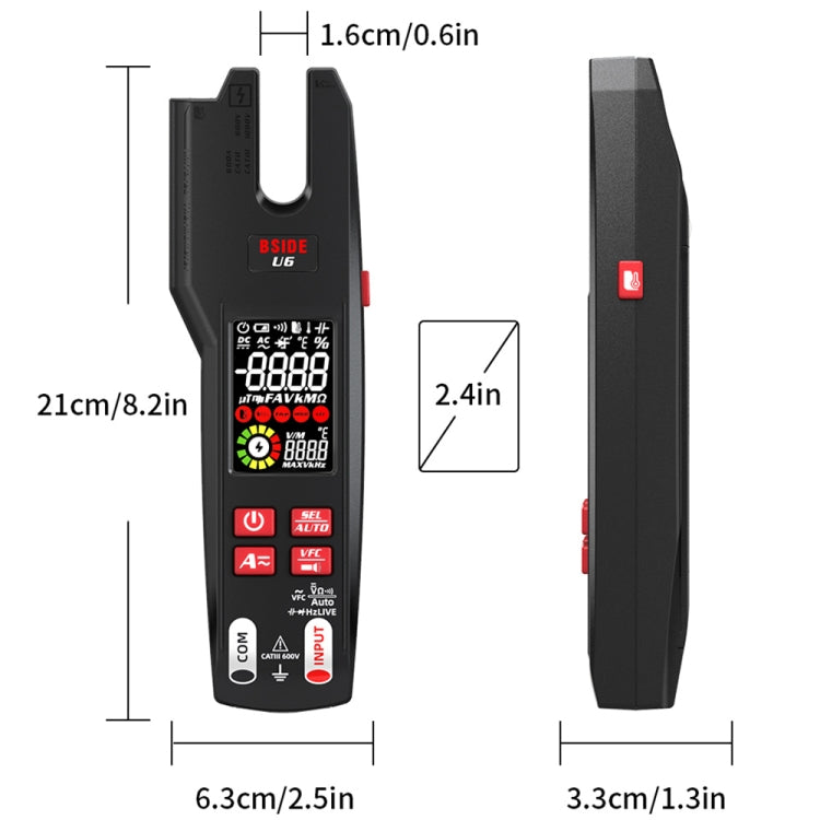 BSIDE U6 AC/DC Clamp-on Infrared Temperature Measurement Multimeter, U6