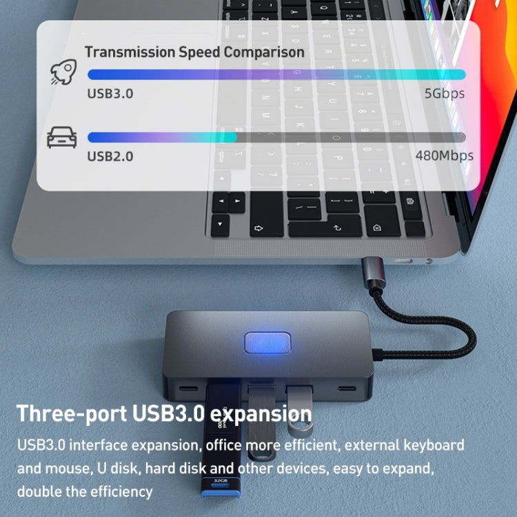 BYL-2312 Type-C to HDMI 4K 30Hz + USB3.0 + PD100W Docking Station HUB, BYL-2312