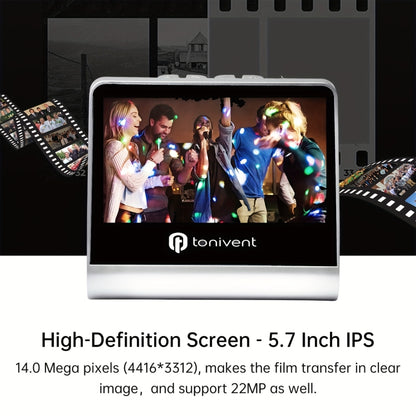 Tonivent TON170 14 Mega Pixels 5 inch HD Screen Film Scanner, TON170 White