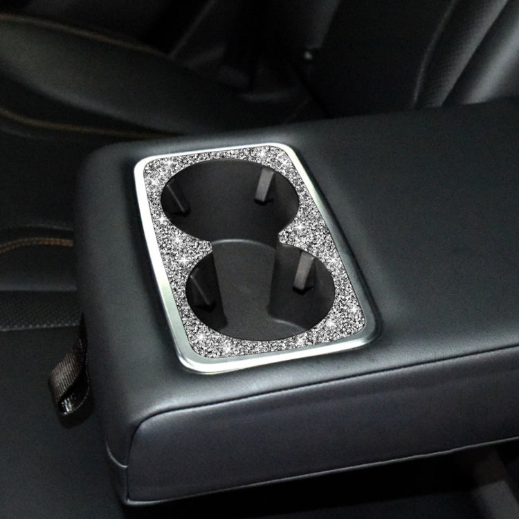 For Ford Mustang Mach E 2021 Car Rear Seat Cup Holder Frame Diamond Decorative Sticker, Rear Seat Cup Holder
