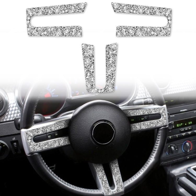 For Ford Mustang 2005-2009 3 in 1 Car Steering Wheel Diamond Decorative Sticker, Left Drive, Car Steering Wheel