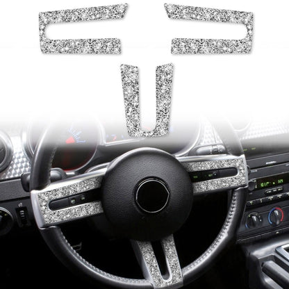 For Ford Mustang 2005-2009 3 in 1 Car Steering Wheel Diamond Decorative Sticker, Left Drive, Car Steering Wheel
